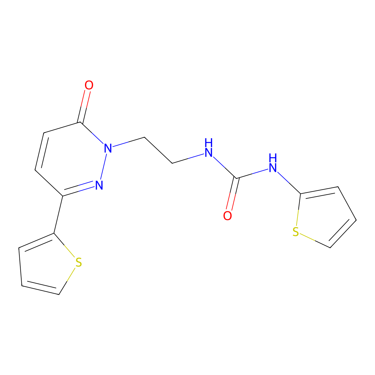 1-(2-(6-oxo-3-(thiophen-2-yl)pyridazin-1(6H)-yl)ethyl)-3-(thiophen-2-yl)urea molecular structure, CAS 1049226-60-9
