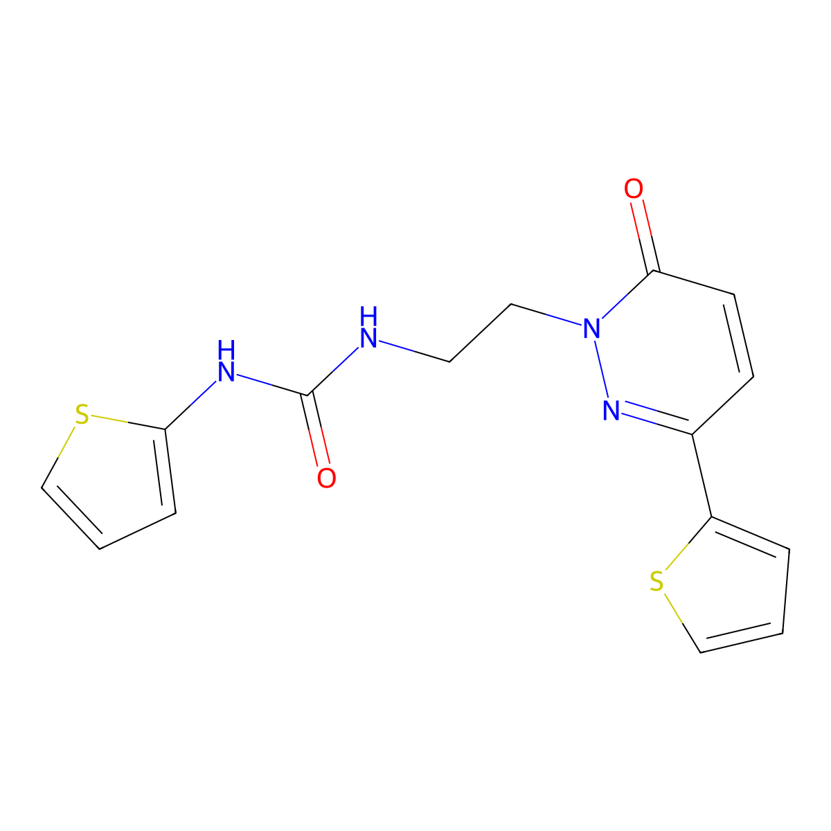 1-(2-(6-oxo-3-(thiophen-2-yl)pyridazin-1(6H)-yl)ethyl)-3-(thiophen-2-yl)urea molecular structure, CAS 1049226-60-9