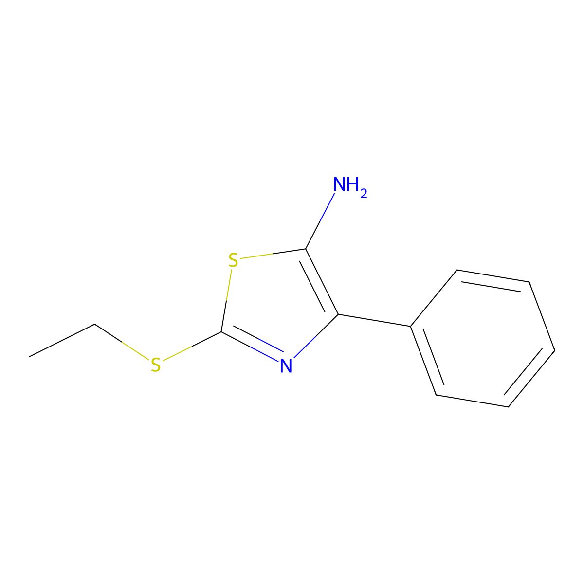 2-(Ethylsulfanyl)-4-phenyl-1,3-thiazol-5-amine molecular structure, CAS 1049229-20-0