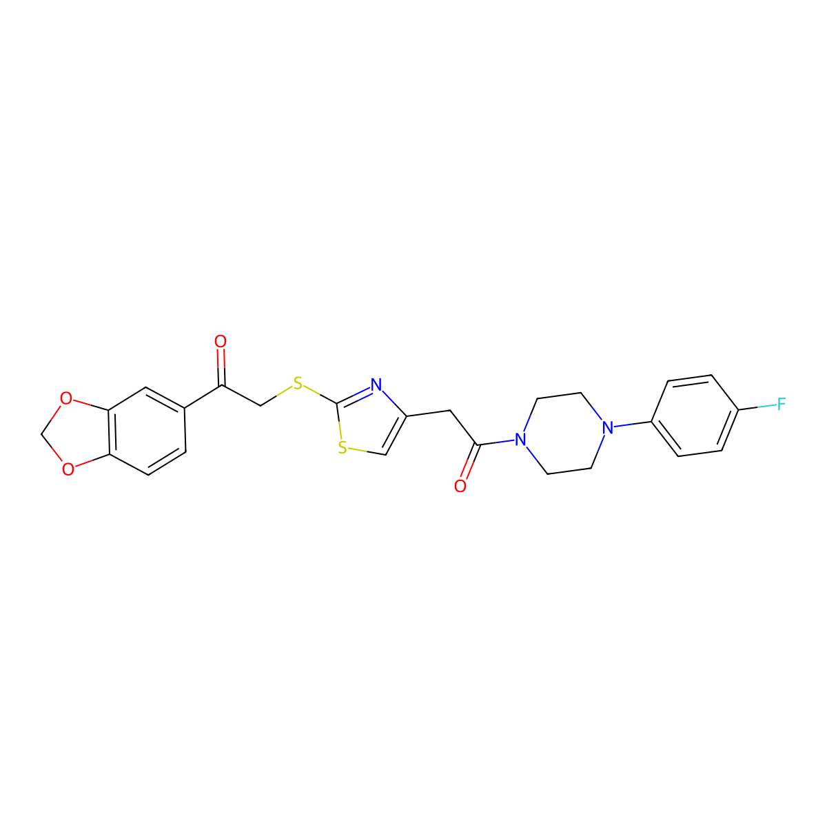 1-(Benzo[d][1,3]dioxol-5-yl)-2-((4-(2-(4-(4-fluorophenyl)piperazin-1-yl)-2-oxoethyl)thiazol-2-yl)thio)ethanone molecular structure, CAS 1049235-02-0