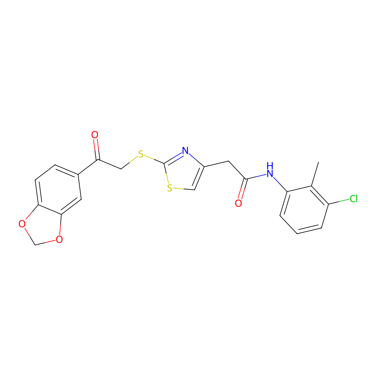 2-(2-{[2-(2H-1,3-benzodioxol-5-yl)-2-oxoethyl]sulfanyl}-1,3-thiazol-4-yl)-N-(3-chloro-2-methylphenyl)acetamide molecular structure, CAS 1049236-29-4