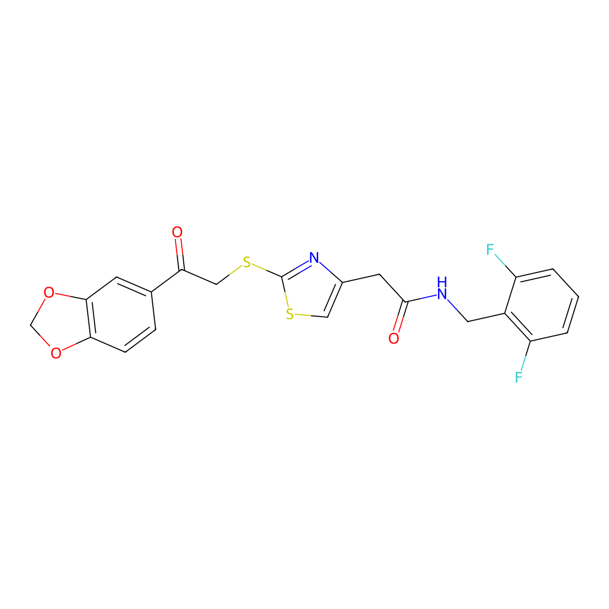 2-(2-{[2-(2H-1,3-benzodioxol-5-yl)-2-oxoethyl]sulfanyl}-1,3-thiazol-4-yl)-N-[(2,6-difluorophenyl)methyl]acetamide molecular structure, CAS 1049236-61-4