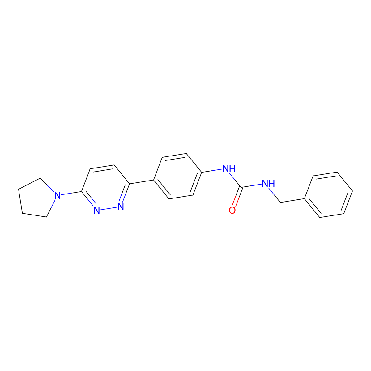 1-Benzyl-3-(4-(6-(pyrrolidin-1-yl)pyridazin-3-yl)phenyl)urea molecular structure, CAS 1049236-73-8