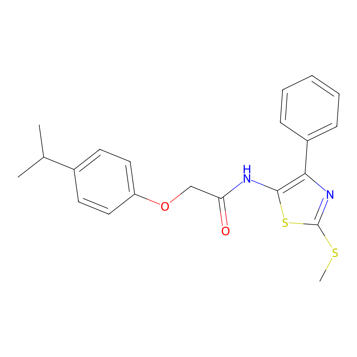 2-(4-isopropylphenoxy)-N-(2-(methylthio)-4-phenylthiazol-5-yl)acetamide molecular structure, CAS 1049239-43-1