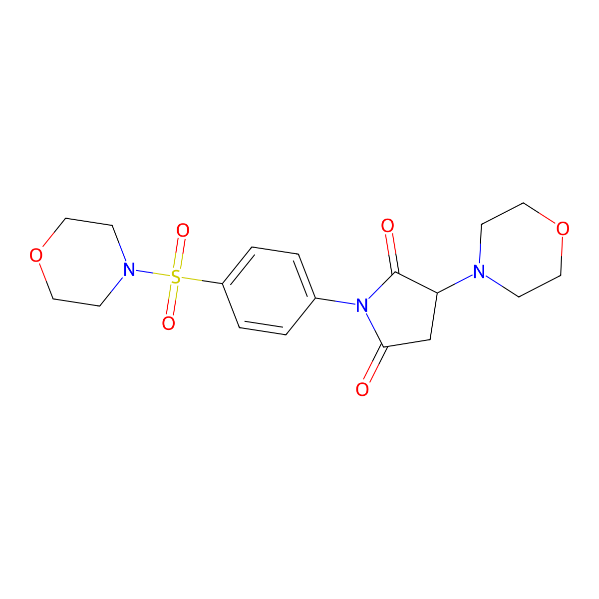 3-Morpholin-4-yl-1-(4-morpholin-4-ylsulfonylphenyl)pyrrolidine-2,5-dione molecular structure, CAS 104924-22-3