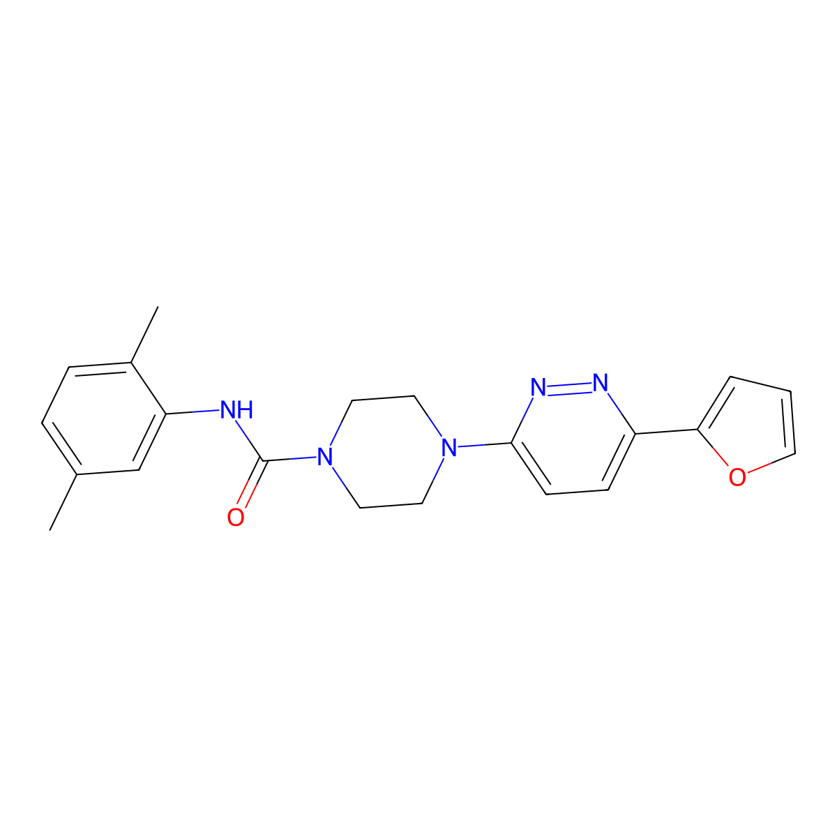 N-(2,5-dimethylphenyl)-4-[6-(furan-2-yl)pyridazin-3-yl]piperazine-1-carboxamide molecular structure, CAS 1049246-14-1