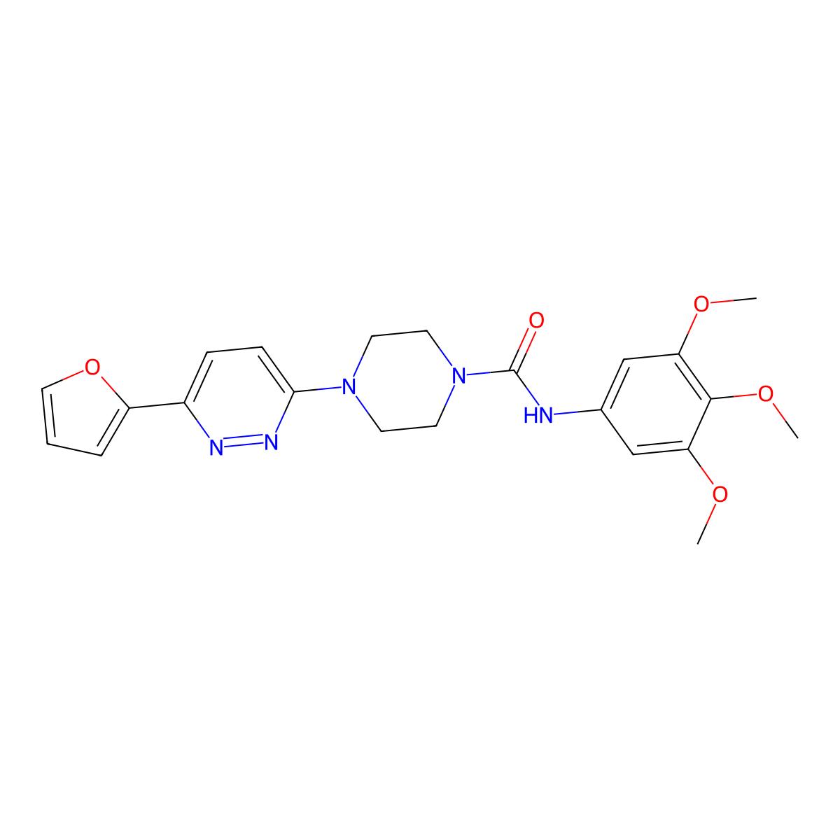 4-[6-(furan-2-yl)pyridazin-3-yl]-N-(3,4,5-trimethoxyphenyl)piperazine-1-carboxamide molecular structure, CAS 1049246-36-7