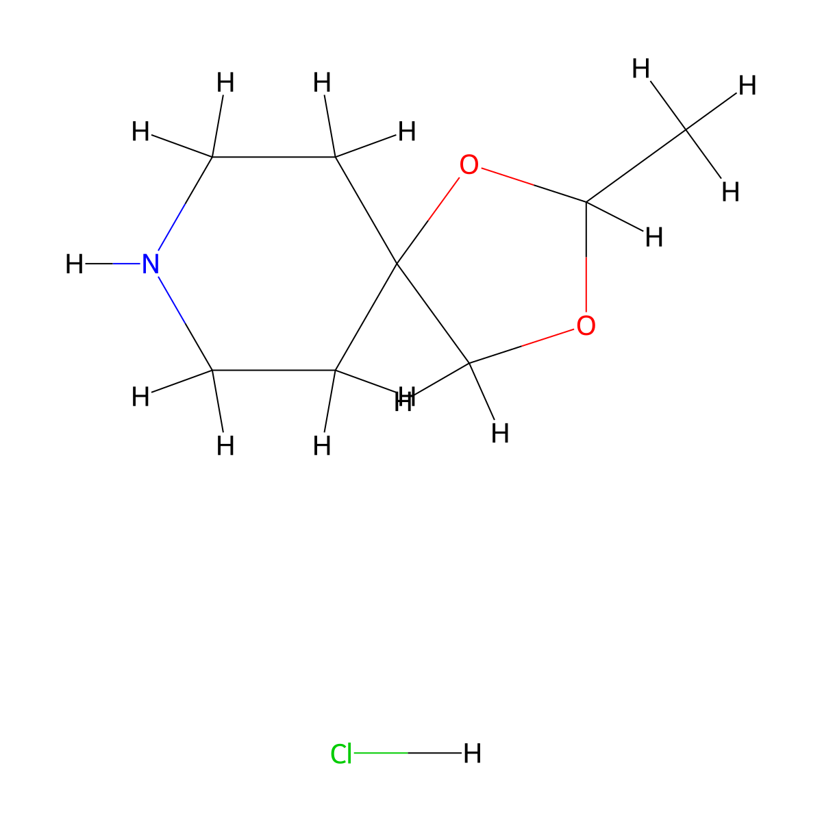 2-Methyl-1,3-dioxa-8-azaspiro[4.5]decane hydrochloride molecular structure, CAS 104925-07-7