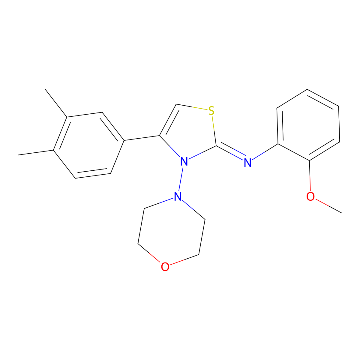 (2Z)-4-(3,4-Dimethylphenyl)-N-(2-methoxyphenyl)-3-(morpholin-4-yl)-1,3-thiazol-2(3H)-imine molecular structure, CAS 1049252-04-1