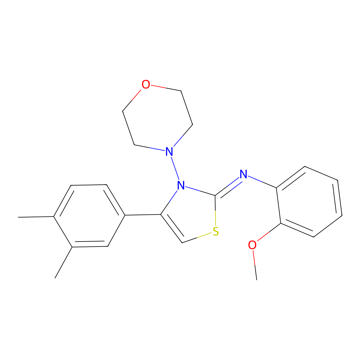 (2Z)-4-(3,4-Dimethylphenyl)-N-(2-methoxyphenyl)-3-(morpholin-4-yl)-1,3-thiazol-2(3H)-imine molecular structure, CAS 1049252-04-1