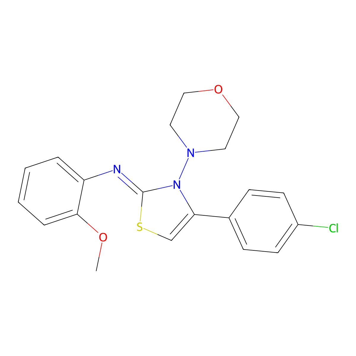 (2Z)-4-(4-Chlorophenyl)-N-(2-methoxyphenyl)-3-(morpholin-4-yl)-1,3-thiazol-2(3H)-imine molecular structure, CAS 1049252-11-0