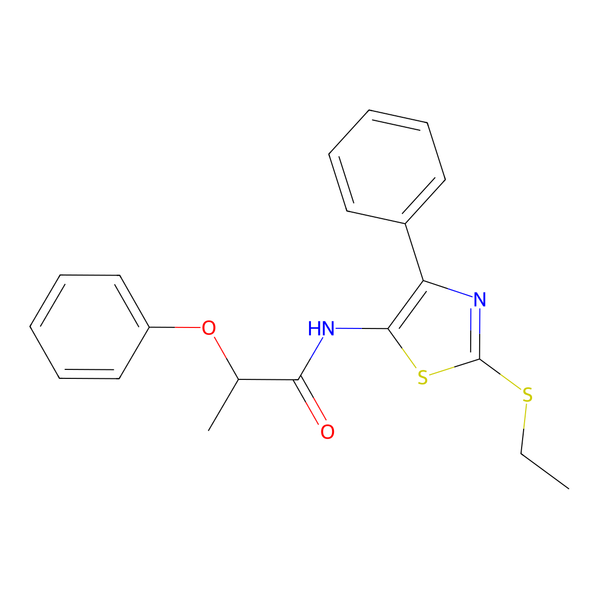 N-(2-(ethylthio)-4-phenylthiazol-5-yl)-2-phenoxypropanamide molecular structure, CAS 1049254-67-2