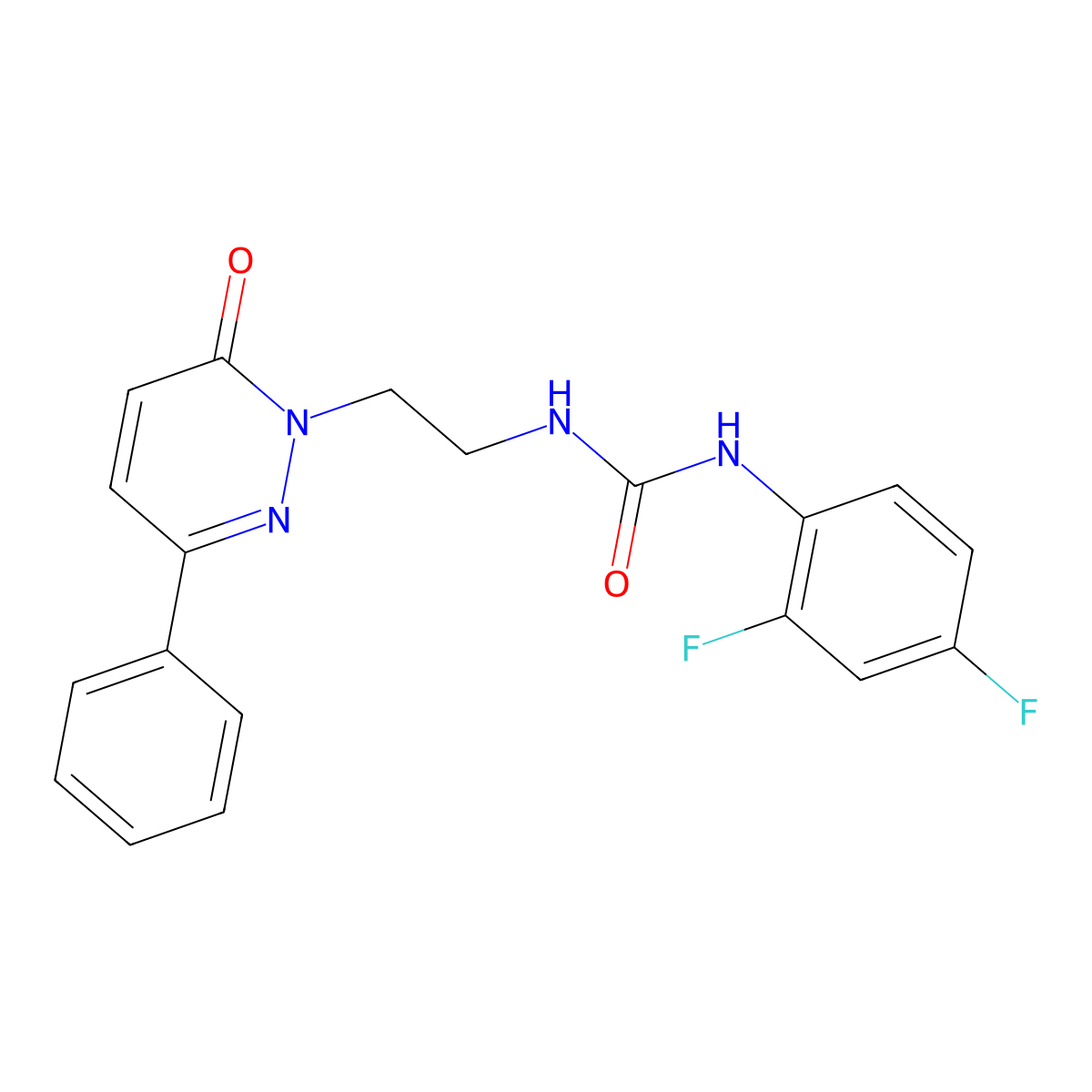1-(2,4-difluorophenyl)-3-(2-(6-oxo-3-phenylpyridazin-1(6H)-yl)ethyl)urea molecular structure, CAS 1049255-16-4