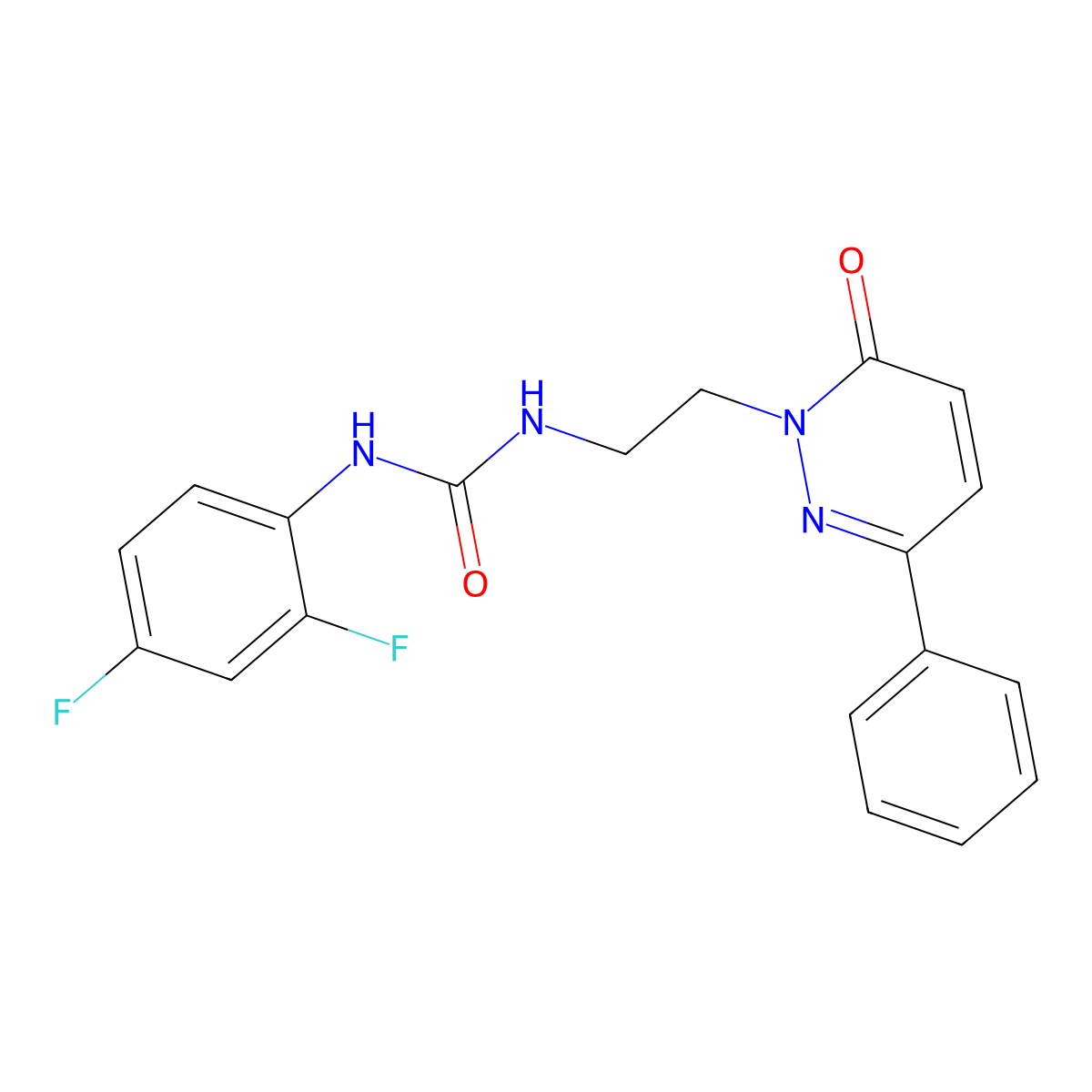 1-(2,4-difluorophenyl)-3-(2-(6-oxo-3-phenylpyridazin-1(6H)-yl)ethyl)urea molecular structure, CAS 1049255-16-4