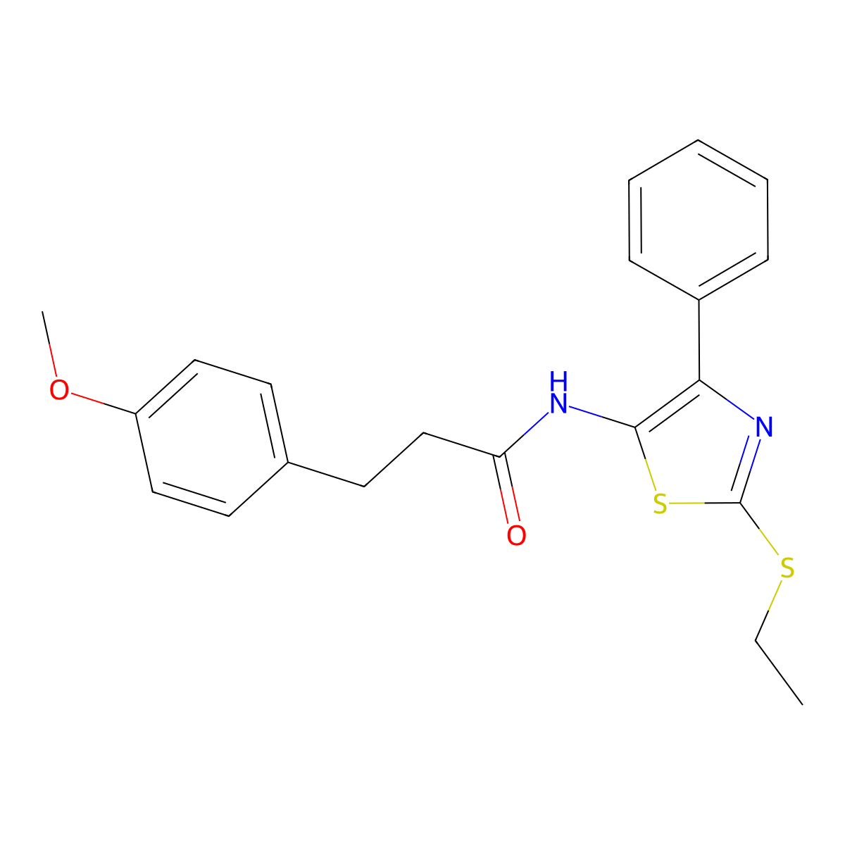 N-(2-(ethylthio)-4-phenylthiazol-5-yl)-3-(4-methoxyphenyl)propanamide molecular structure, CAS 1049255-47-1