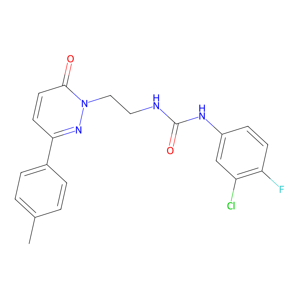 1-(3-chloro-4-fluorophenyl)-3-(2-(6-oxo-3-(p-tolyl)pyridazin-1(6H)-yl)ethyl)urea molecular structure, CAS 1049255-82-4