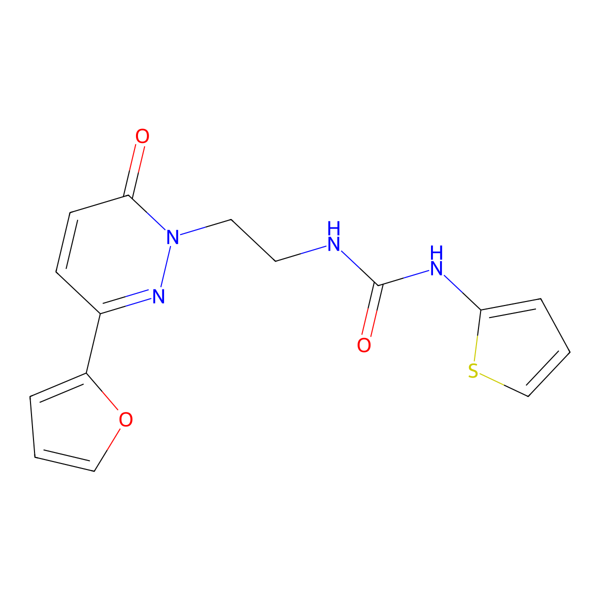 1-(2-(3-(furan-2-yl)-6-oxopyridazin-1(6H)-yl)ethyl)-3-(thiophen-2-yl)urea molecular structure, CAS 1049258-74-3