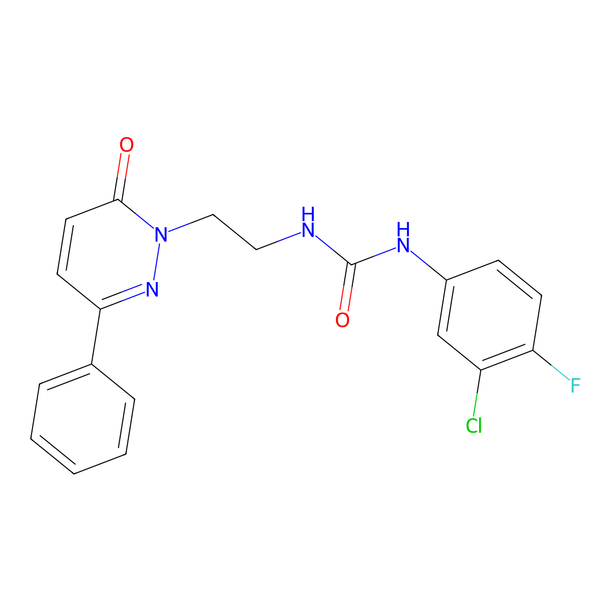 1-(3-chloro-4-fluorophenyl)-3-(2-(6-oxo-3-phenylpyridazin-1(6H)-yl)ethyl)urea molecular structure, CAS 1049258-96-9