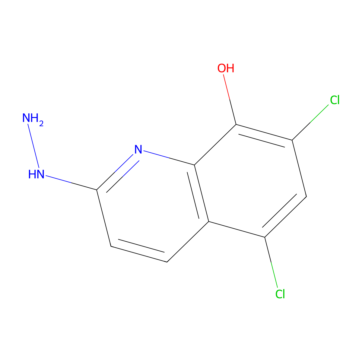 5,7-Dichloro-2-hydrazinylquinolin-8-ol molecular structure, CAS 104926-84-3