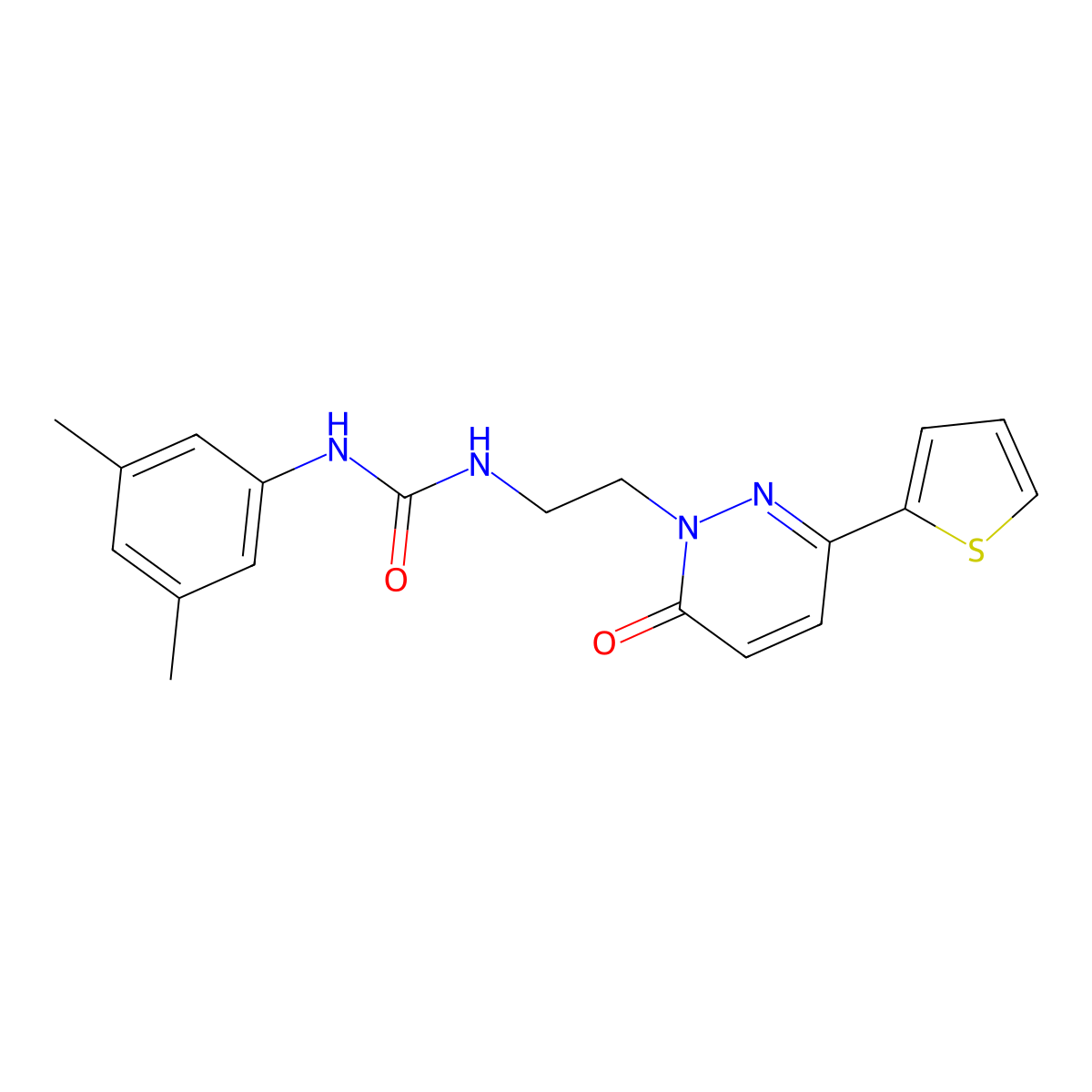 1-(3,5-Dimethylphenyl)-3-{2-[6-oxo-3-(thiophen-2-yl)-1,6-dihydropyridazin-1-yl]ethyl}urea molecular structure, CAS 1049260-78-7