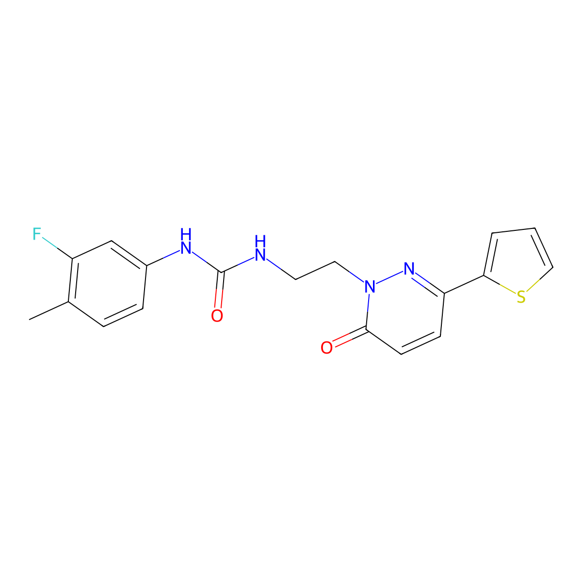 1-(3-fluoro-4-methylphenyl)-3-(2-(6-oxo-3-(thiophen-2-yl)pyridazin-1(6H)-yl)ethyl)urea molecular structure, CAS 1049260-85-6