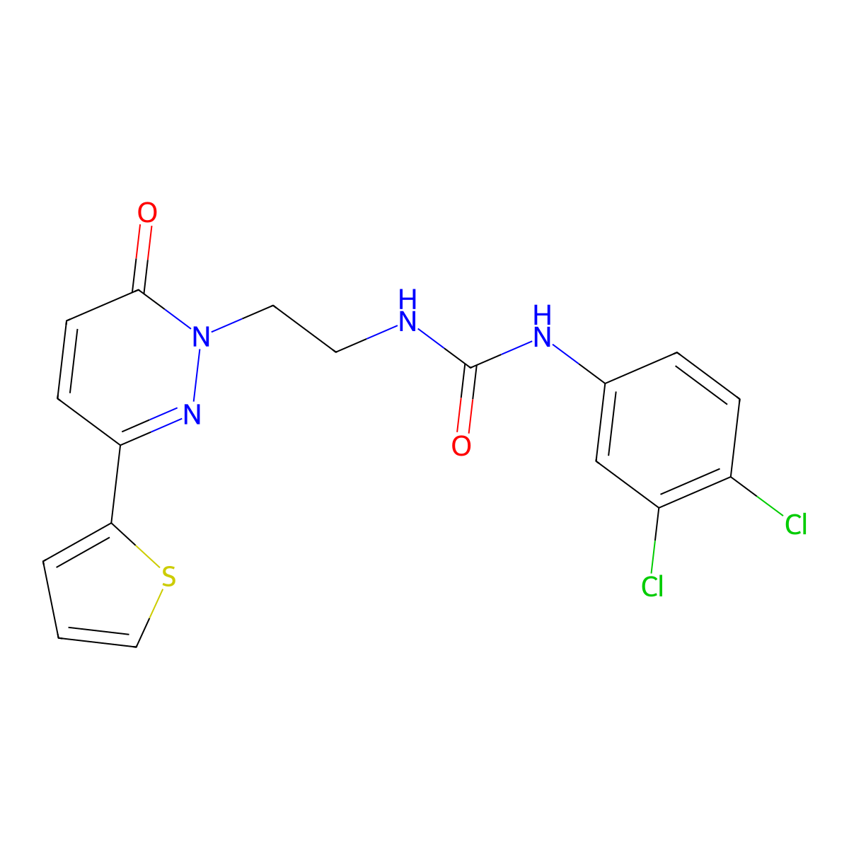 1-(3,4-dichlorophenyl)-3-(2-(6-oxo-3-(thiophen-2-yl)pyridazin-1(6H)-yl)ethyl)urea molecular structure, CAS 1049261-06-4