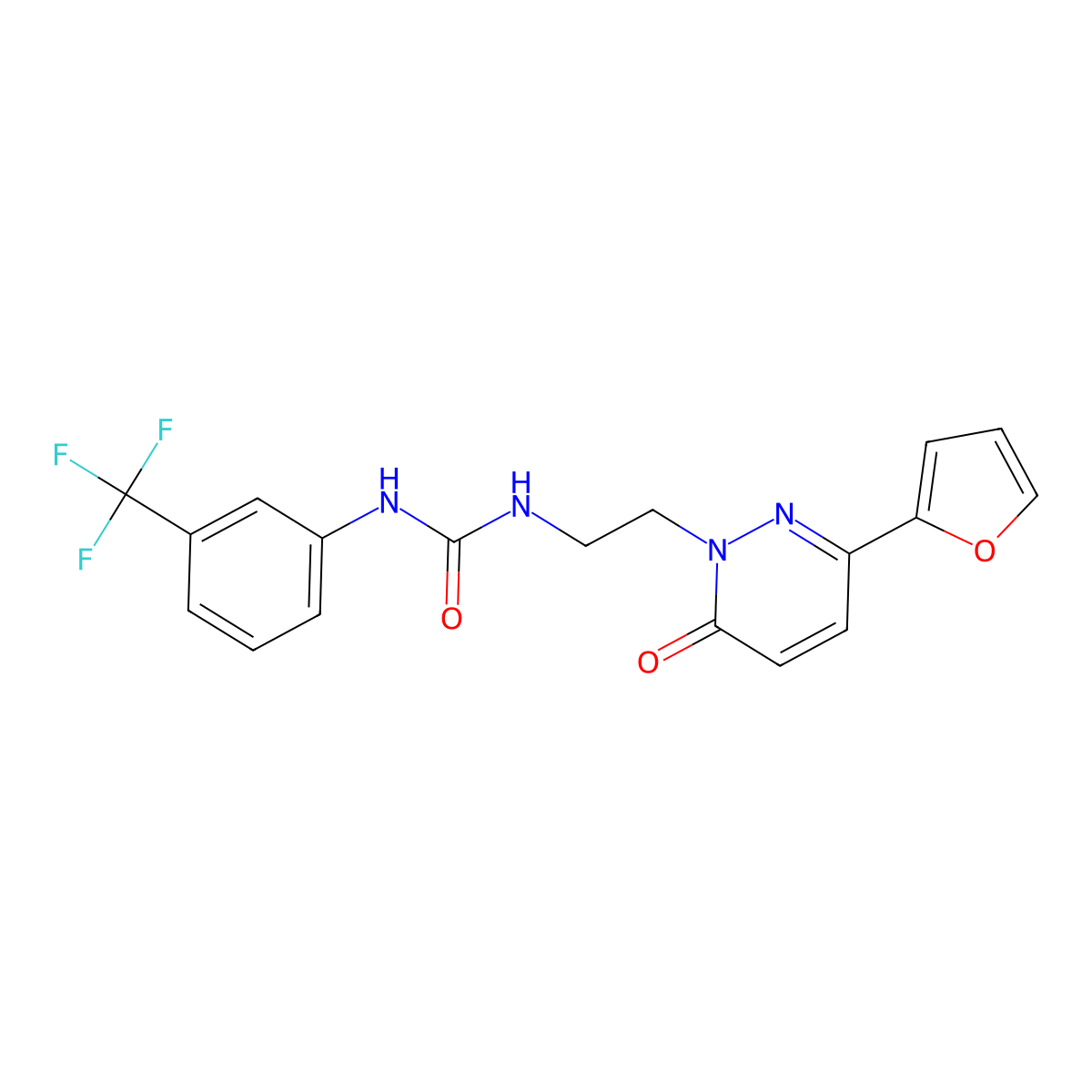 3-{2-[3-(Furan-2-yl)-6-oxo-1,6-dihydropyridazin-1-yl]ethyl}-1-[3-(trifluoromethyl)phenyl]urea molecular structure, CAS 1049261-19-9