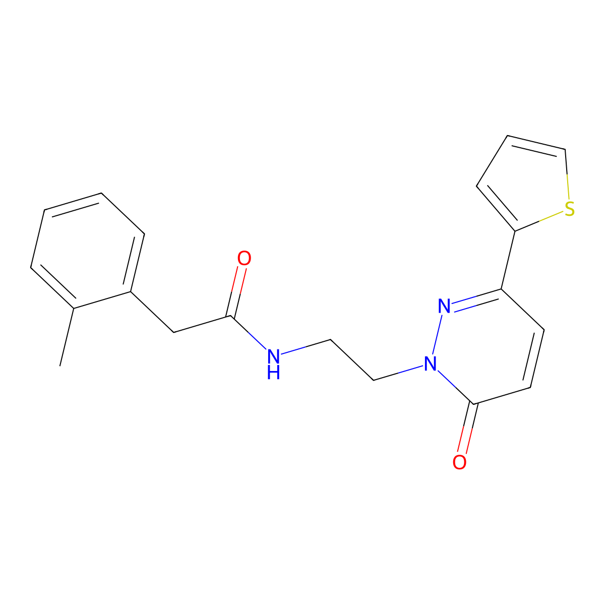 2-(2-methylphenyl)-N-{2-[6-oxo-3-(thiophen-2-yl)-1,6-dihydropyridazin-1-yl]ethyl}acetamide molecular structure, CAS 1049263-09-3