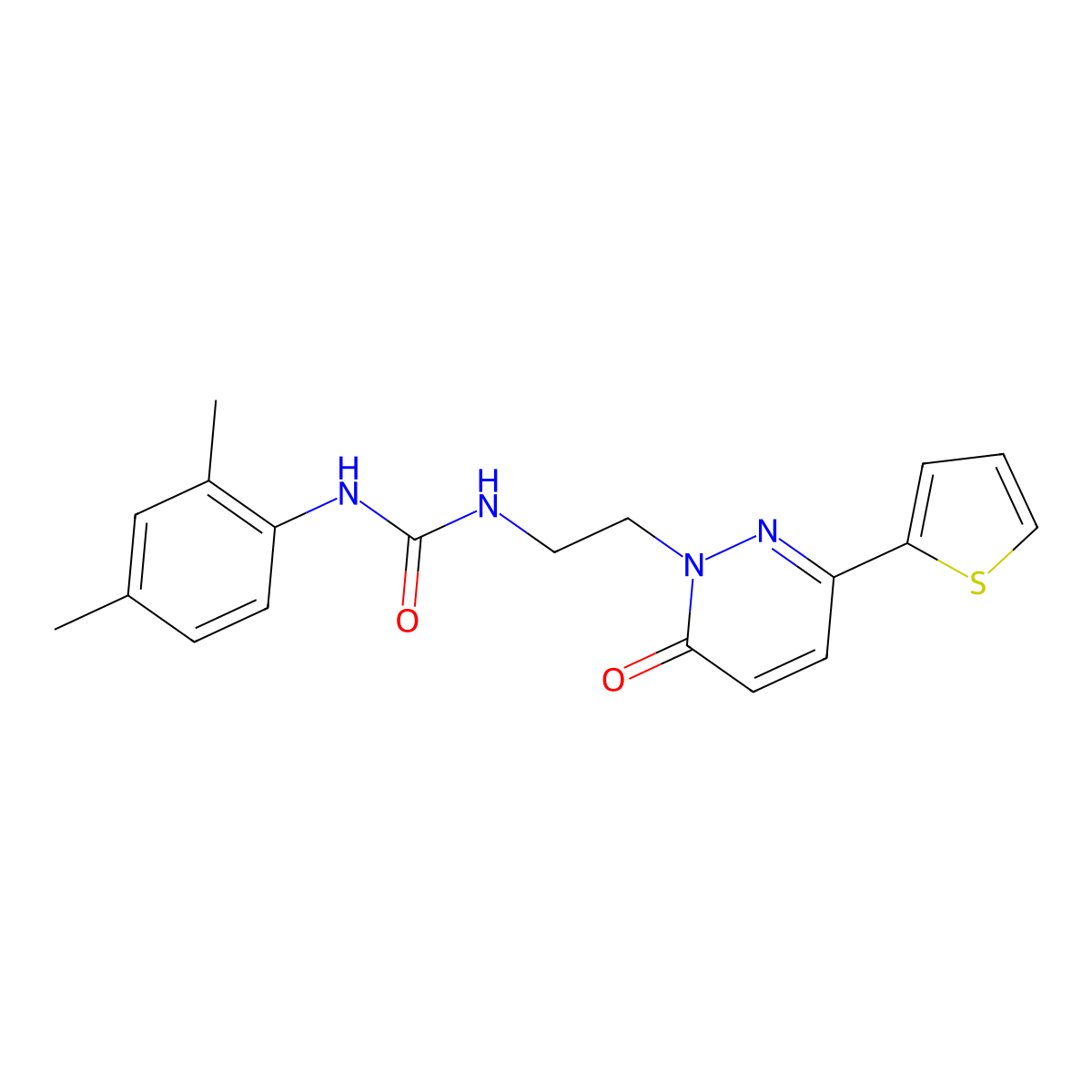 1-(2,4-dimethylphenyl)-3-(2-(6-oxo-3-(thiophen-2-yl)pyridazin-1(6H)-yl)ethyl)urea molecular structure, CAS 1049263-80-0