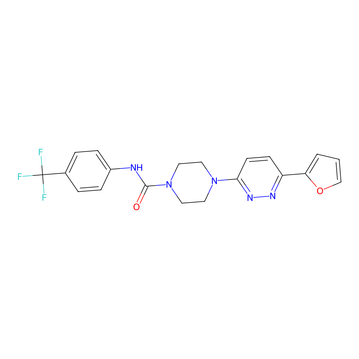 4-[6-(furan-2-yl)pyridazin-3-yl]-N-[4-(trifluoromethyl)phenyl]piperazine-1-carboxamide molecular structure, CAS 1049264-69-8