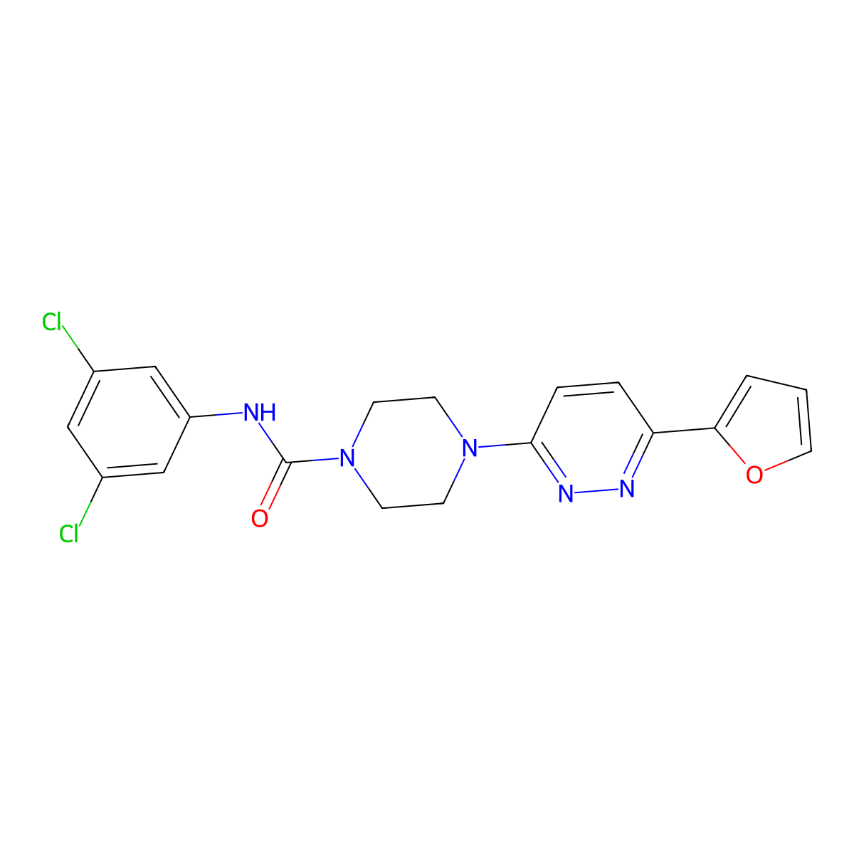 N-(3,5-dichlorophenyl)-4-[6-(furan-2-yl)pyridazin-3-yl]piperazine-1-carboxamide molecular structure, CAS 1049264-83-6