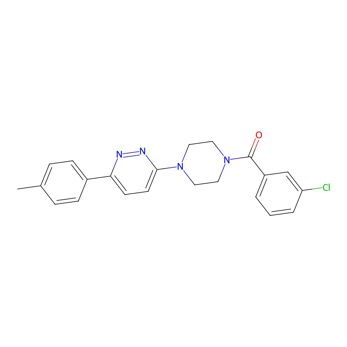 (3-Chlorophenyl)(4-(6-(p-tolyl)pyridazin-3-yl)piperazin-1-yl)methanone molecular structure, CAS 1049271-96-6