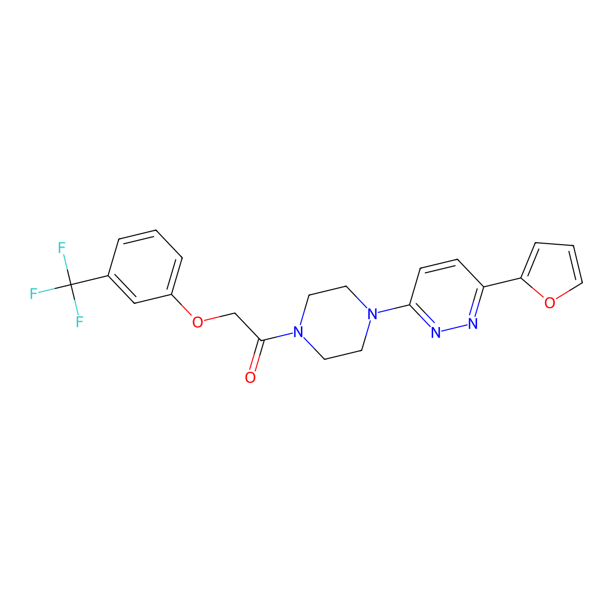 1-{4-[6-(Furan-2-yl)pyridazin-3-yl]piperazin-1-yl}-2-[3-(trifluoromethyl)phenoxy]ethan-1-one molecular structure, CAS 1049285-06-4