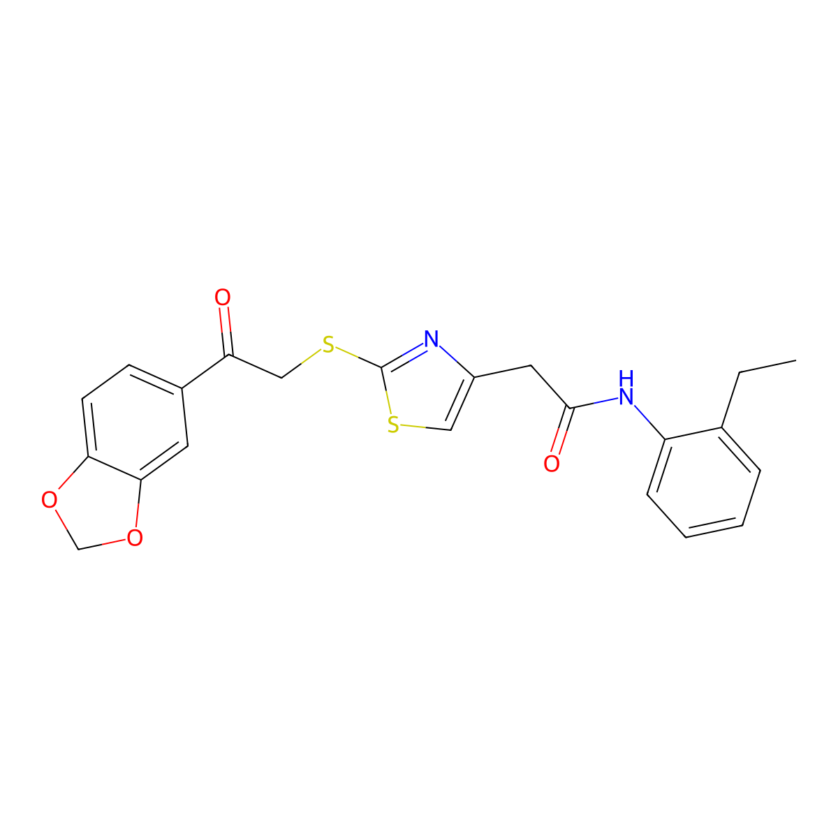 2-(2-((2-(benzo[d][1,3]dioxol-5-yl)-2-oxoethyl)thio)thiazol-4-yl)-N-(2-ethylphenyl)acetamide molecular structure, CAS 1049285-82-6