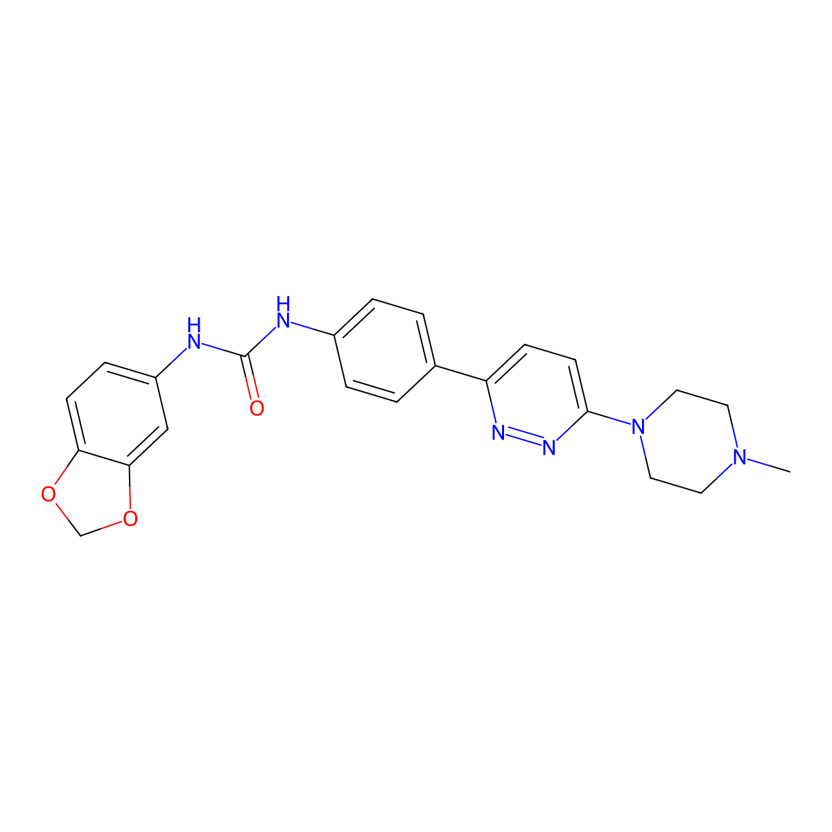 1-(Benzo[d][1,3]dioxol-5-yl)-3-(4-(6-(4-methylpiperazin-1-yl)pyridazin-3-yl)phenyl)urea molecular structure, CAS 1049286-24-9