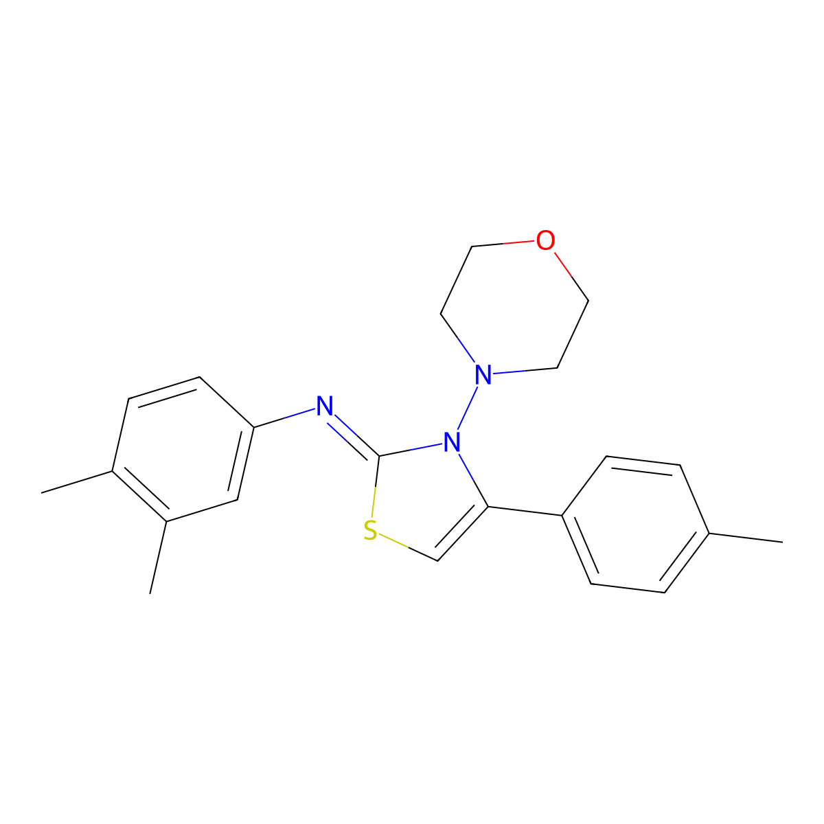(2Z)-N-(3,4-Dimethylphenyl)-4-(4-methylphenyl)-3-(morpholin-4-yl)-1,3-thiazol-2(3H)-imine molecular structure, CAS 1049289-43-1