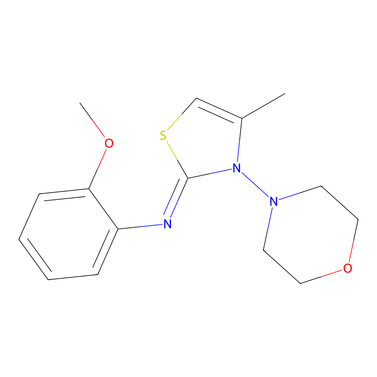 N-(2-methoxyphenyl)-4-methyl-3-morpholin-4-yl-1,3-thiazol-2-imine molecular structure, CAS 1049289-67-9