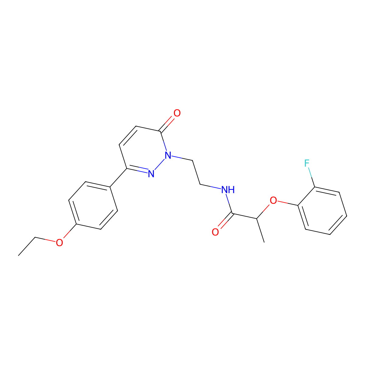 N-(2-(3-(4-ethoxyphenyl)-6-oxopyridazin-1(6H)-yl)ethyl)-2-(2-fluorophenoxy)propanamide molecular structure, CAS 1049290-59-6