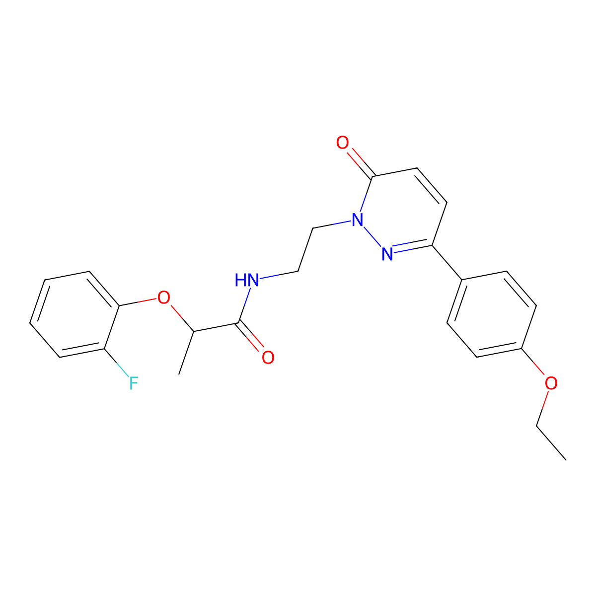 N-(2-(3-(4-ethoxyphenyl)-6-oxopyridazin-1(6H)-yl)ethyl)-2-(2-fluorophenoxy)propanamide molecular structure, CAS 1049290-59-6