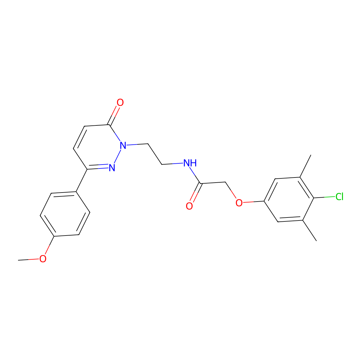 2-(4-chloro-3,5-dimethylphenoxy)-N-(2-(3-(4-methoxyphenyl)-6-oxopyridazin-1(6H)-yl)ethyl)acetamide molecular structure, CAS 1049291-94-2