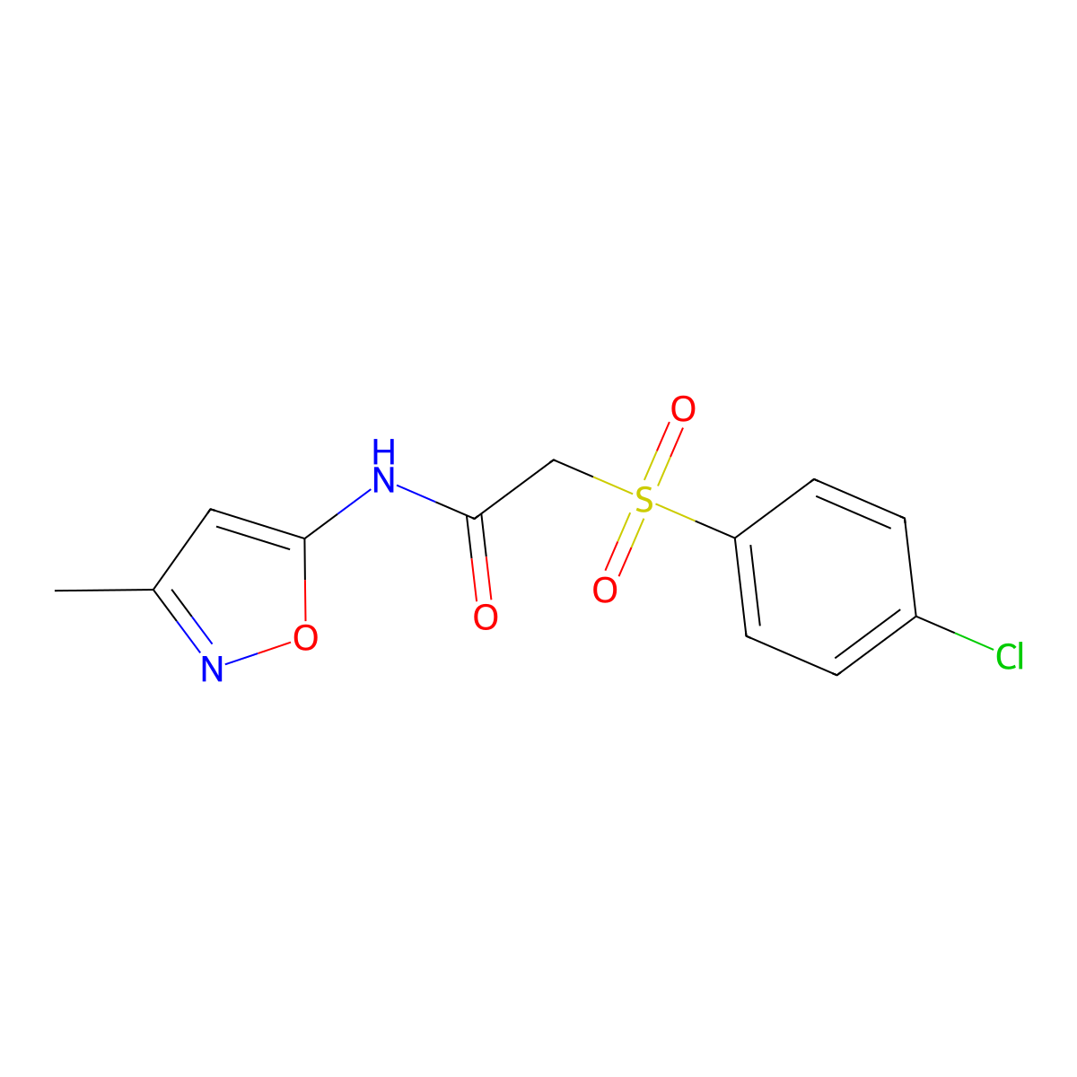 2-((4-chlorophenyl)sulfonyl)-N-(3-methylisoxazol-5-yl)acetamide molecular structure, CAS 1049292-54-7