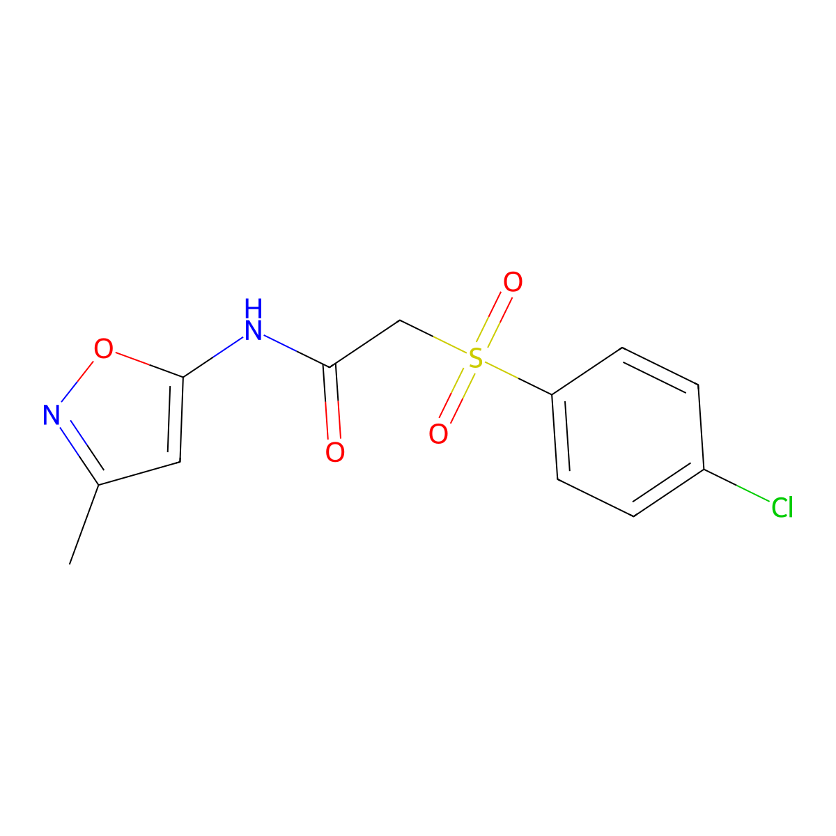 2-((4-chlorophenyl)sulfonyl)-N-(3-methylisoxazol-5-yl)acetamide molecular structure, CAS 1049292-54-7