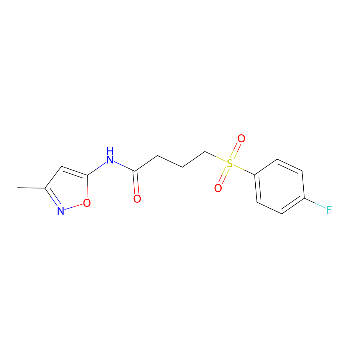 4-((4-fluorophenyl)sulfonyl)-N-(3-methylisoxazol-5-yl)butanamide molecular structure, CAS 1049292-94-5