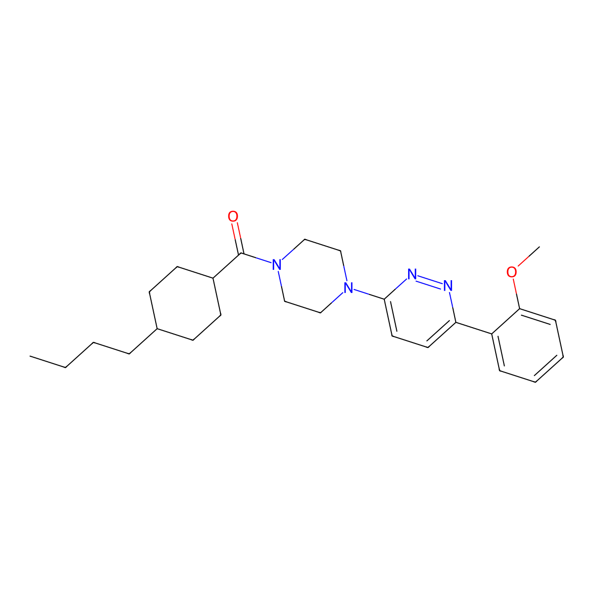 (4-Butylcyclohexyl)(4-(6-(2-methoxyphenyl)pyridazin-3-yl)piperazin-1-yl)methanone molecular structure, CAS 1049293-28-8