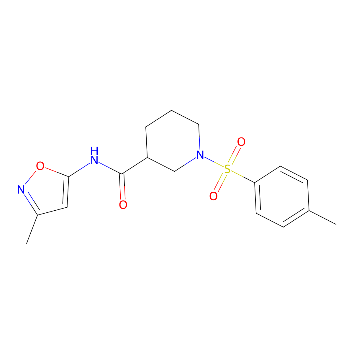 N-(3-methylisoxazol-5-yl)-1-tosylpiperidine-3-carboxamide molecular structure, CAS 1049293-50-6