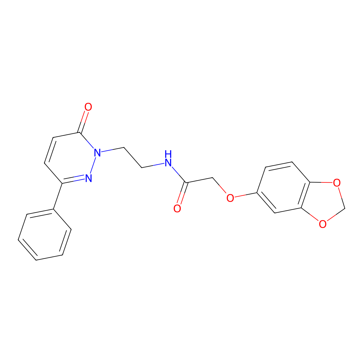2-(benzo[d][1,3]dioxol-5-yloxy)-N-(2-(6-oxo-3-phenylpyridazin-1(6H)-yl)ethyl)acetamide molecular structure, CAS 1049295-28-4