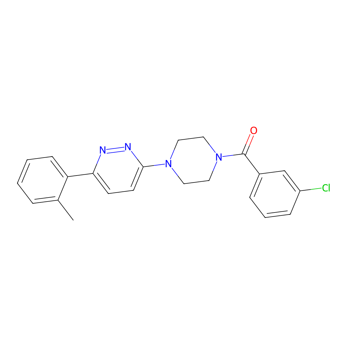 (3-Chlorophenyl)(4-(6-(o-tolyl)pyridazin-3-yl)piperazin-1-yl)methanone molecular structure, CAS 1049298-09-0