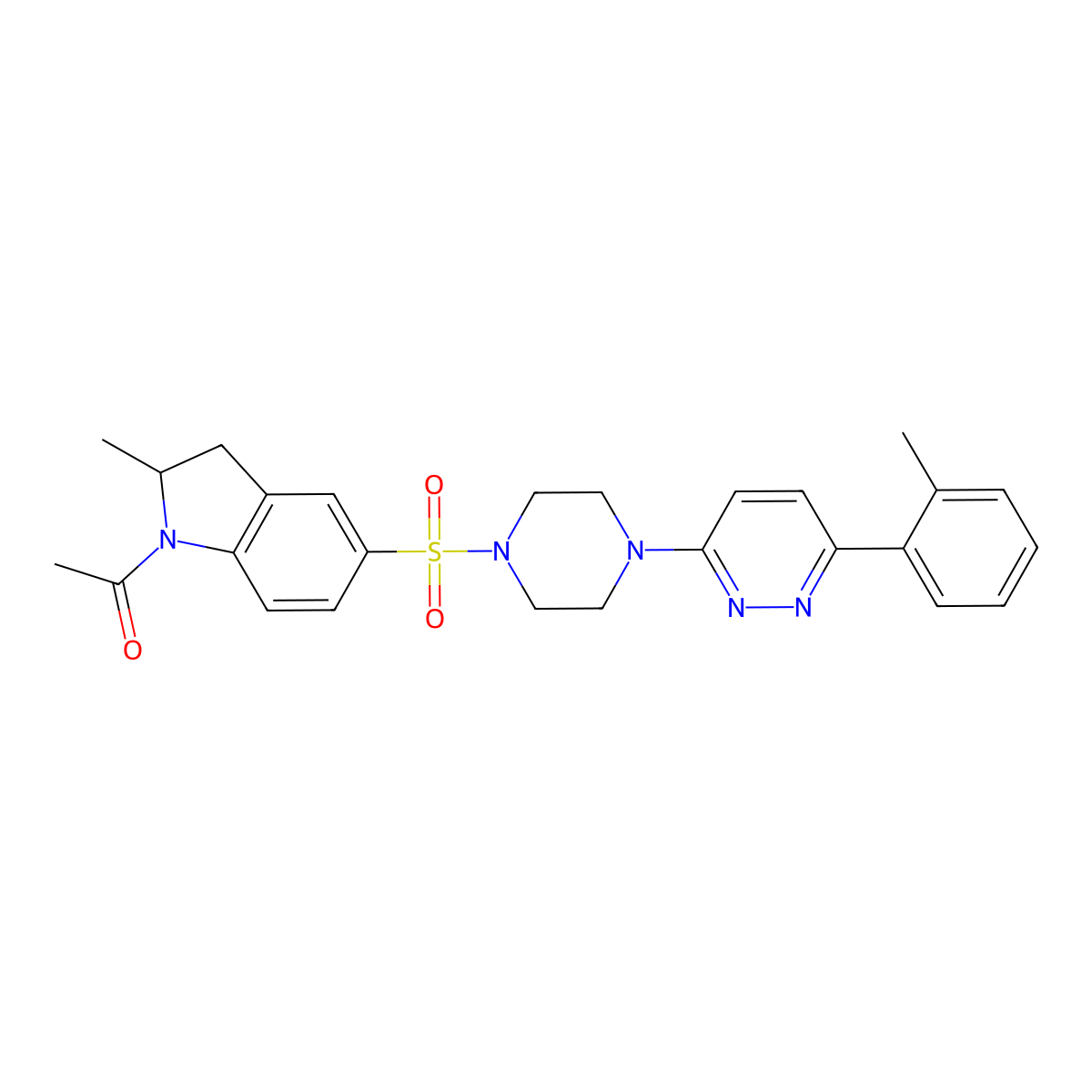 1-(2-Methyl-5-((4-(6-(o-tolyl)pyridazin-3-yl)piperazin-1-yl)sulfonyl)indolin-1-yl)ethanone molecular structure, CAS 1049299-25-3