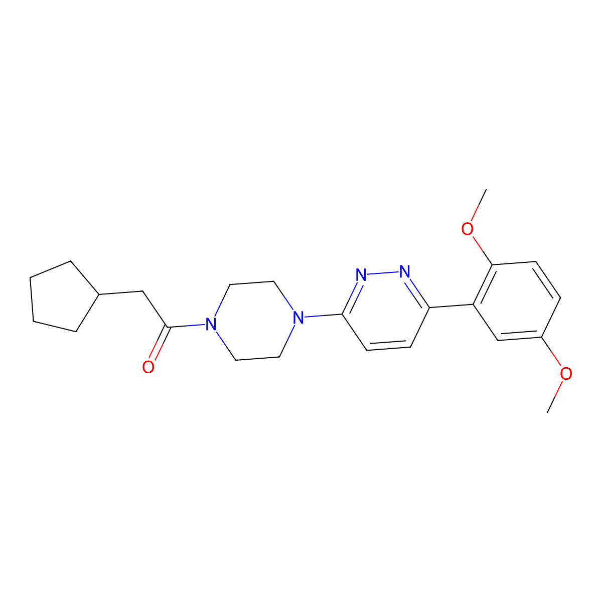 2-Cyclopentyl-1-{4-[6-(2,5-dimethoxyphenyl)pyridazin-3-yl]piperazin-1-yl}ethan-1-one molecular structure, CAS 1049308-16-8