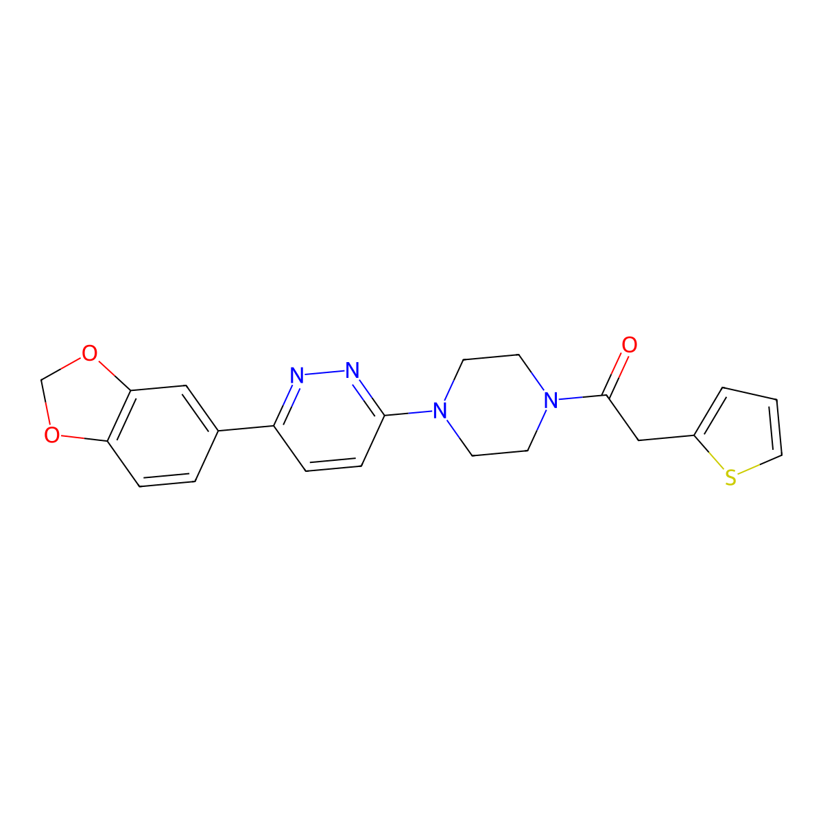 1-(4-(6-(Benzo[d][1,3]dioxol-5-yl)pyridazin-3-yl)piperazin-1-yl)-2-(thiophen-2-yl)ethanone molecular structure, CAS 1049309-74-1